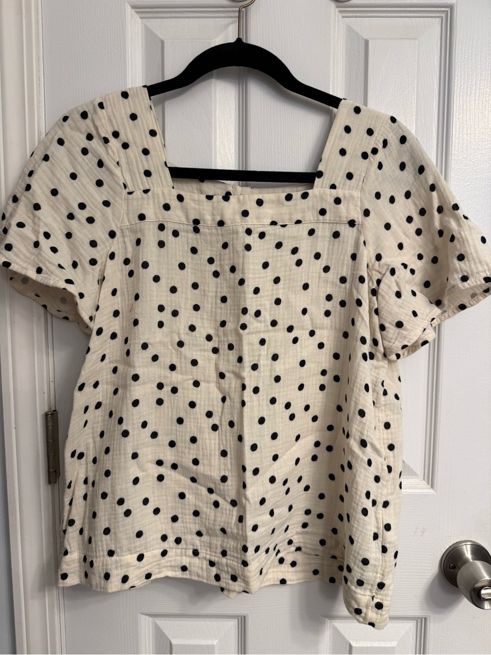 Madewell Cream Polka Dot Square Neck Blouse - Women